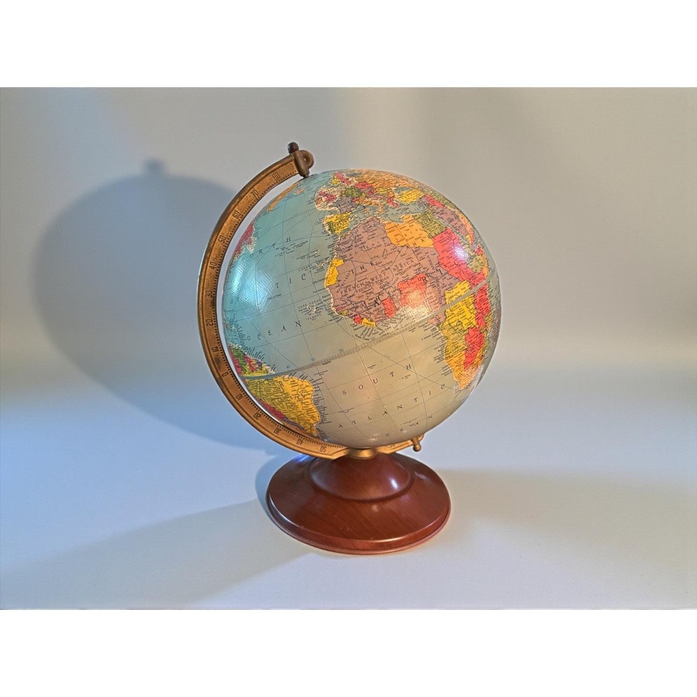 VTG  Replogle 12" Precision Globe c.1955 + Cold War Era World Globe Mid Century